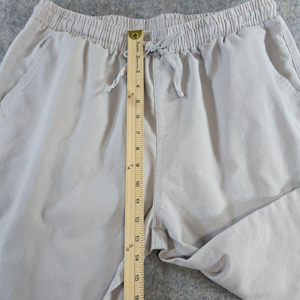 Coofandy Men's Linen Blend Elastic Waist Straight Leg Casual Pants Size L Ivory - Picture 6 of 8